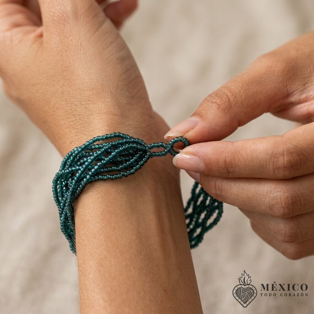 Mexican hand made bracelet  one of a kind  s-med -lg size 8 x 1. IN    00